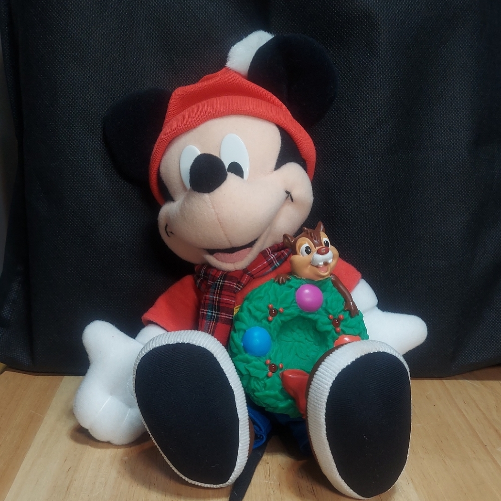 Vintage Mickey Mouse Holiday Friend Musical Light-up Plush Toy